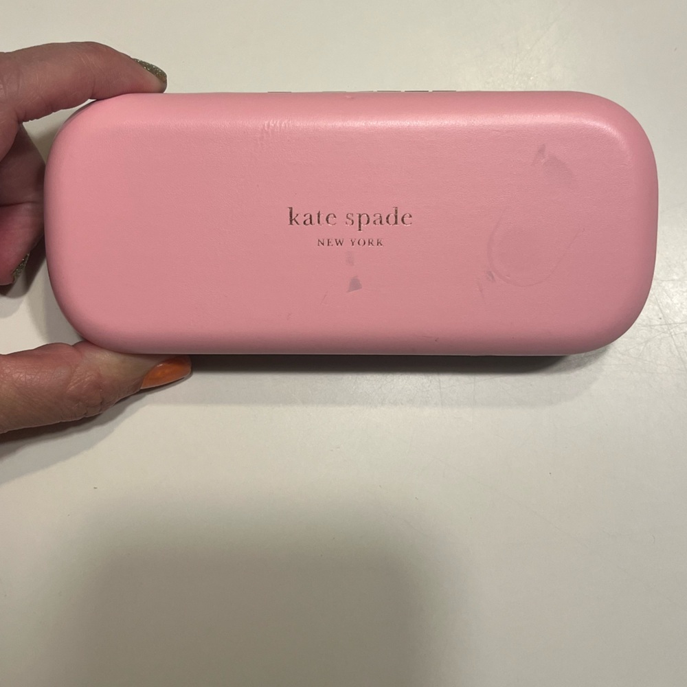 Kate Spade eye glasses clam shell pink green case